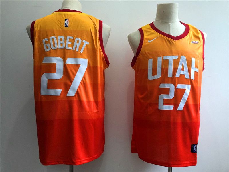 Men Utah Jazz #27 Gobert Orange City Edition Game Nike NBA Jerseys